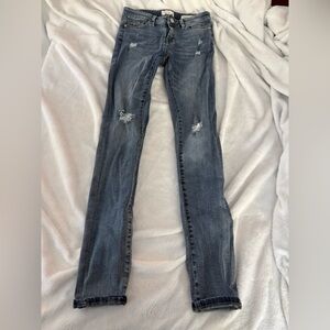 Jessica Simpson ‘Kiss Me Skinny Roll Cuffs’ Distressed Stretch Jeans Girls 14